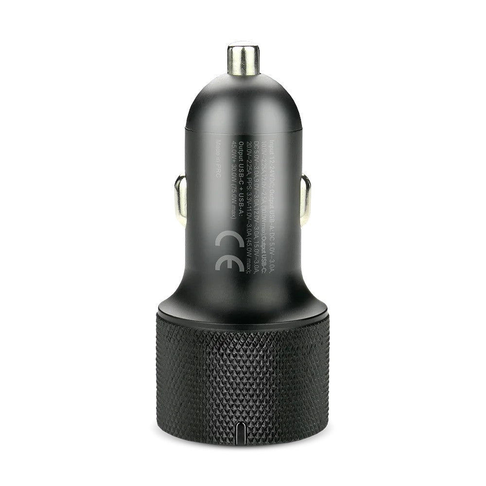 Încărcător auto CC-50Q QC3.0 75W 1X USB + 1X USB-C PD Negru
