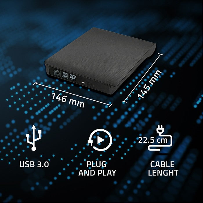 Carcasă/compartiment unitate optică SATA CD/DVD | USB 3.0 | 9,5 mm