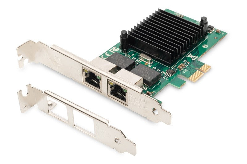 Placă de rețea cu fir PCI Express 2x RJ45 Gigabit 10/100/1000Mbps cu profil redus