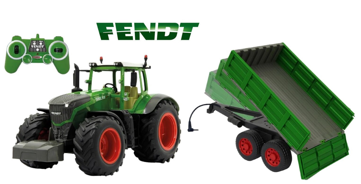 Set tractor Fendt 1050 RC 1:16 cu remorcă Jamara cu telecomandă