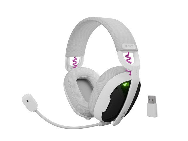 Căști wireless Fury Fukiya F6, supraauriculare, albe