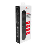 Prelungitor MCE394 B, 1,5 m | 3 prize + 3xUSB. 110-240V AC 50/60Hz, 2,1A max 2500W, negru