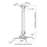 Braț de tavan pentru proiector 55-90cm 13,5kg argintiu