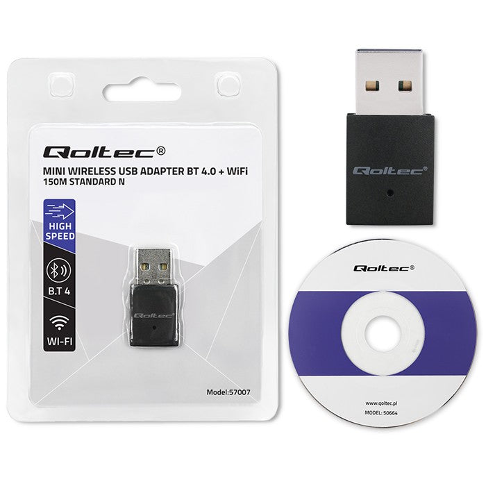 Adaptor mini Wi-Fi wireless | BT 4.0 USB | Standard N