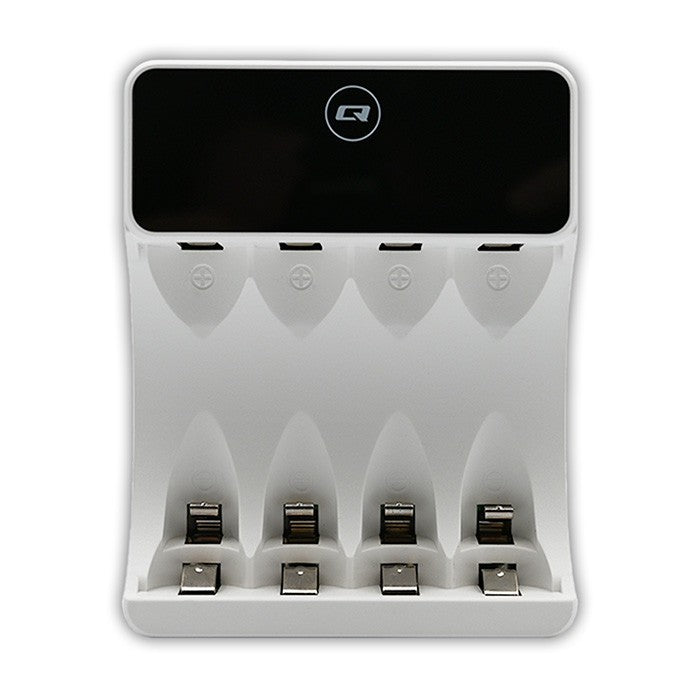 Încărcător pentru baterii Ni-MH tip R03 AAA R6 AA | LCD | Cablu USB-C | Alb
