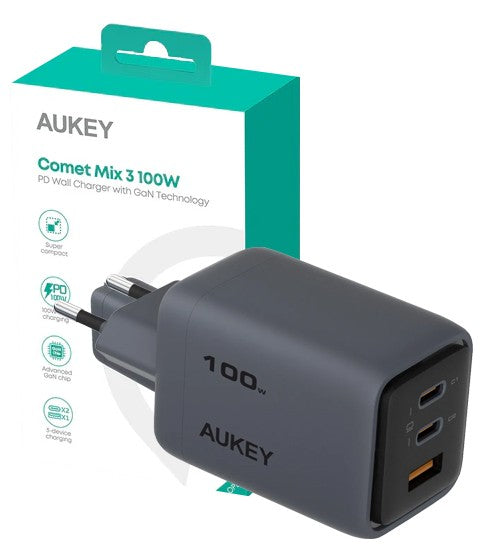 Încărcător de perete PA-C5 3xUSB (2xUSB-C și 1xUSB-A) 100W 5A QC5.0 PD3.0 AFC PPS FCP SCP
