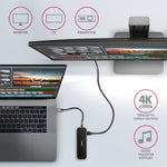 Hub portabil HMC-6GL USB 6 în 1, 5 Gbps, 3x USB-A, HDMI 4K/30Hz, GLAN, PD 100 W, cablu USB-C 20 cm
