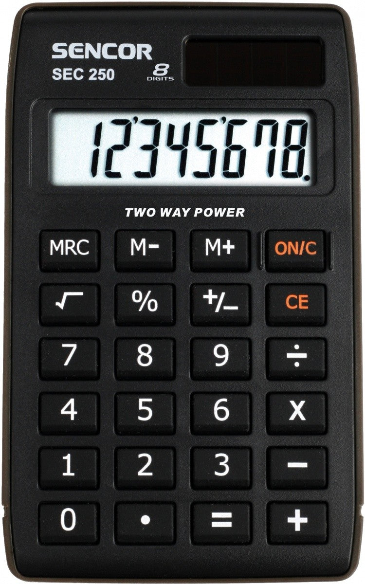 Calculator de buzunar SEC 250, LCD cu 8 cifre, alimentare dublă