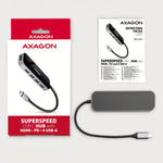 HMC-6H4A Hub portabil 4x USB-A + HDMI, USB-C 3.2 Gen 1, PD 100W, cablu USB-C 20cm
