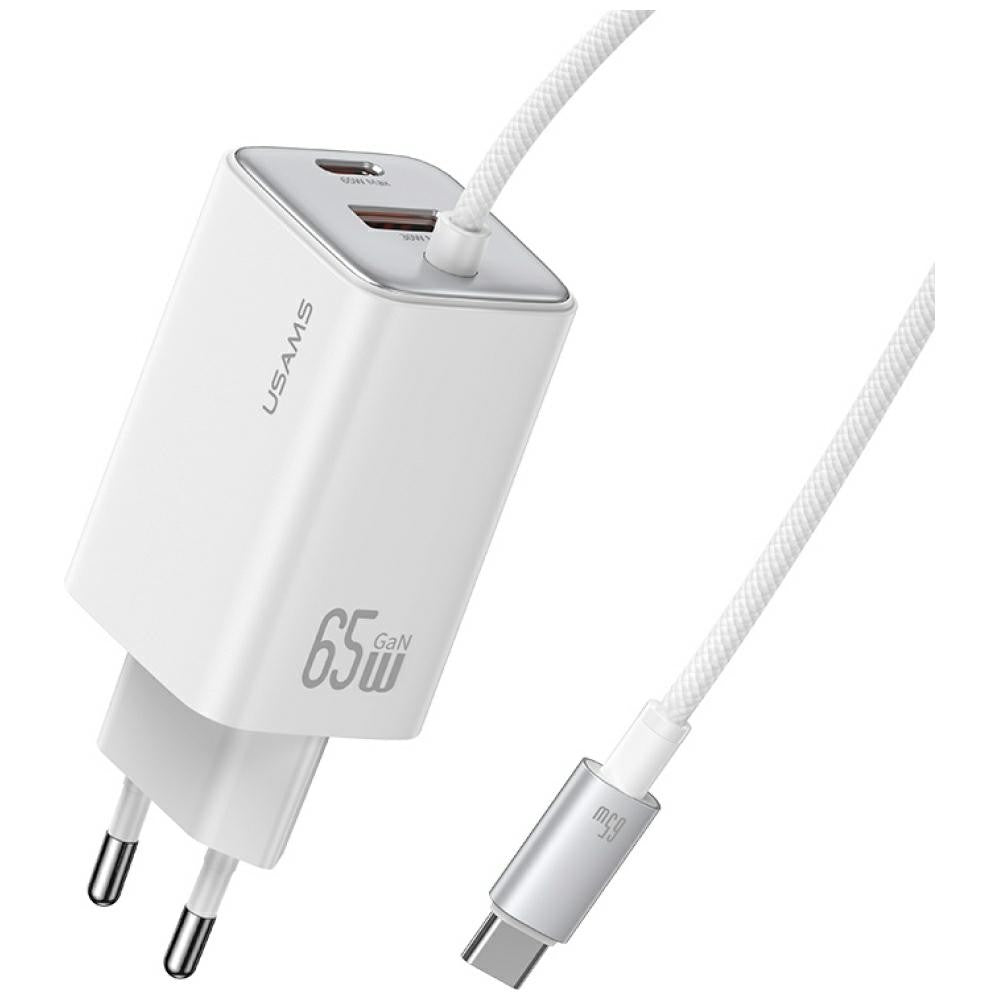 Încărcător rapid JC Series CC266 65W GaN, cablu USB-C încorporat, alb