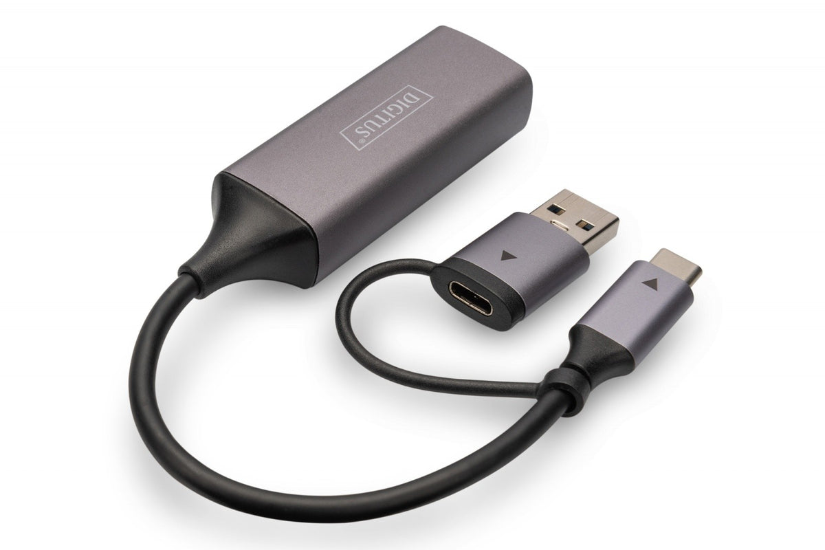 Adaptor de rețea cu fir USB 3.1 Tip C + USB A la 1x RJ45 2.5 Gigabit Ethernet 10/100/1000/2500Mbps