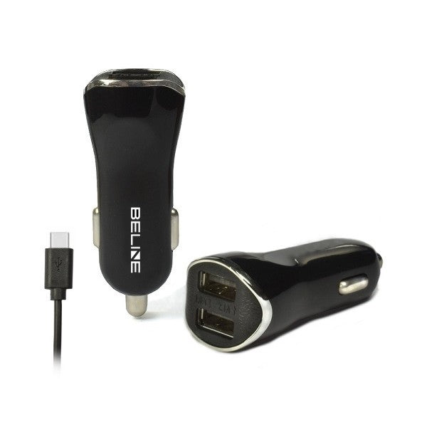Încărcător auto 2xUSB + USB-C 2.1A negru