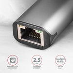 Adaptor de rețea Gigabit Ethernet ADE-25R 2.5, Realtek 8156, USB-A 3.2 Gen 1, Instalare automată, Gri