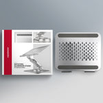 Suport laptop din aluminiu STND-LR 10-17,3 inci, unghiuri de înclinare reglabile, rotație la 360 de grade, gri