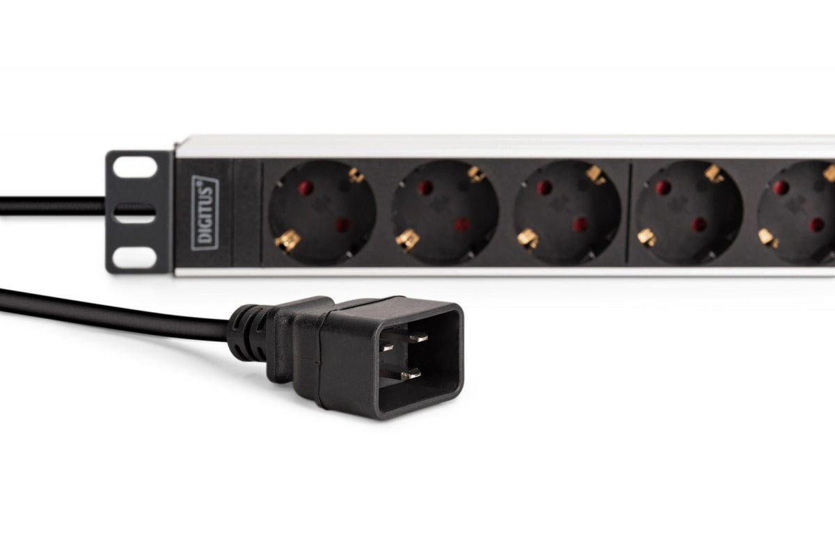 Rack PDU 19", 9 prize Schuko CEE 7/3 (45°), cablu 2m, mufă IEC C20, 16A, aluminiu