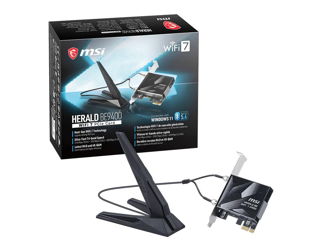 Placă de rețea Herald BE9400 WiFi 7 PCIe