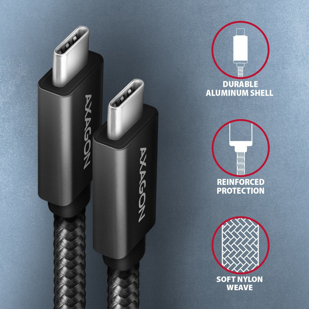 BUCM32-CM05AB Cablu USB-C - USB-C 3.2 Gen 2 0.5m, PD 100W, 5A, 4K HD, ALU, Împletit, Negru