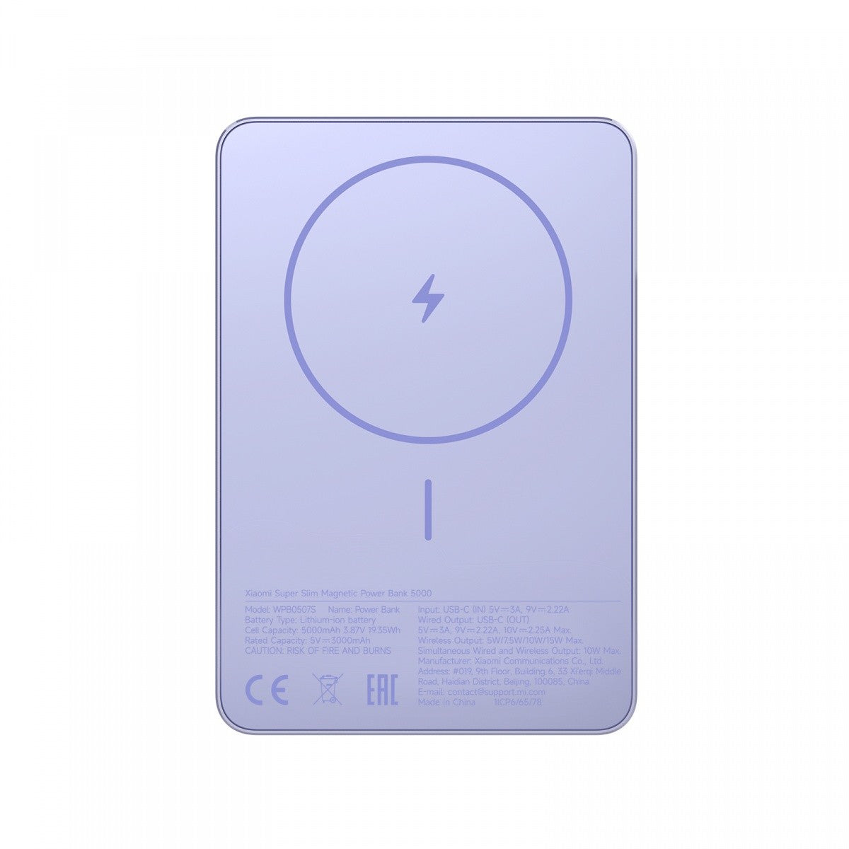 Baterie externă Super Slim Magnetic 5000 violet