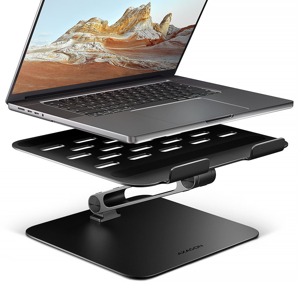 Suport laptop din aluminiu STND-LQB 10-17,3 inci, unghiuri de înclinare reglabile, negru