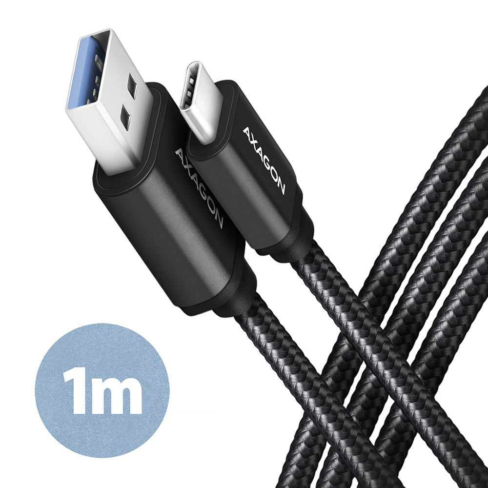 Cablu USB-C - USB-A 3.2 Gen 1 BUCM3-AM10AB, 1m, 3A, ALU, Împletit, Negru