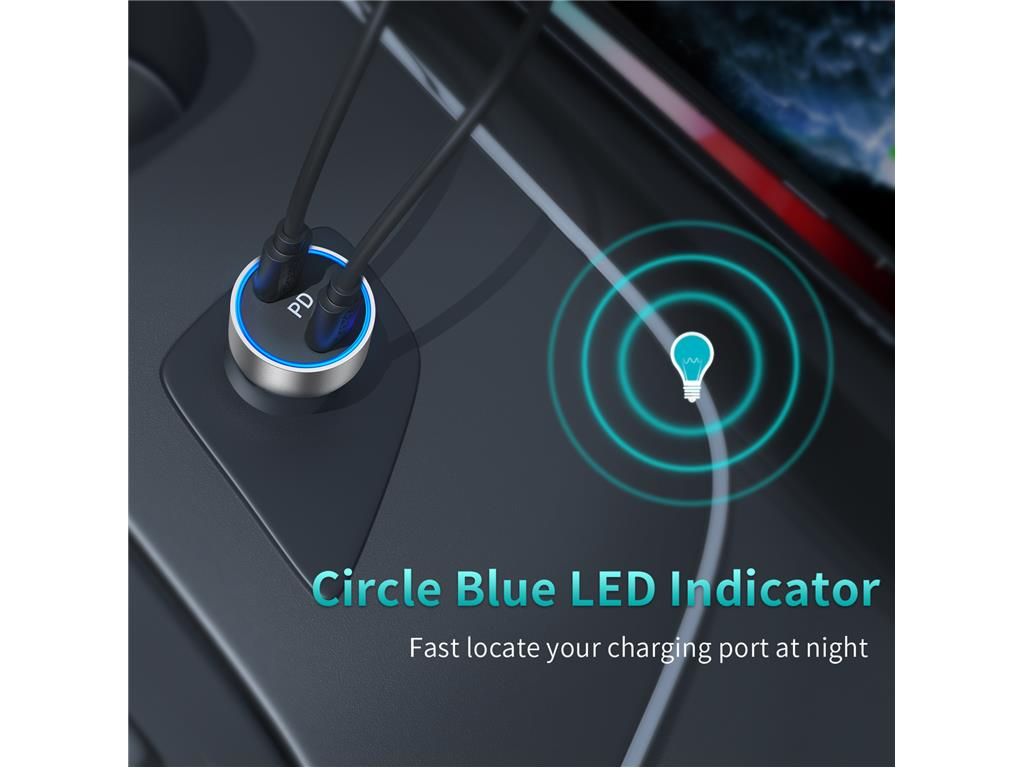 Incarcator auto 2x USB Type C PD 3.0 40W Choetech C0054-V2-SL