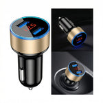 Incarcator Auto cu Afisaj Digital, Flippy, din Metal, 3.1A, Incarcare Rapida 6A PD+QC3.0, Dublu USB, Negru/Auriu