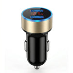 Incarcator Auto cu Afisaj Digital, Flippy, din Metal, 3.1A, Incarcare Rapida 6A PD+QC3.0, Dublu USB, Negru/Auriu