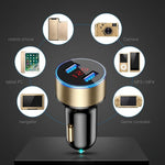 Incarcator Auto cu Afisaj Digital, Flippy, din Metal, 3.1A, Incarcare Rapida 6A PD+QC3.0, Dublu USB, Negru/Auriu