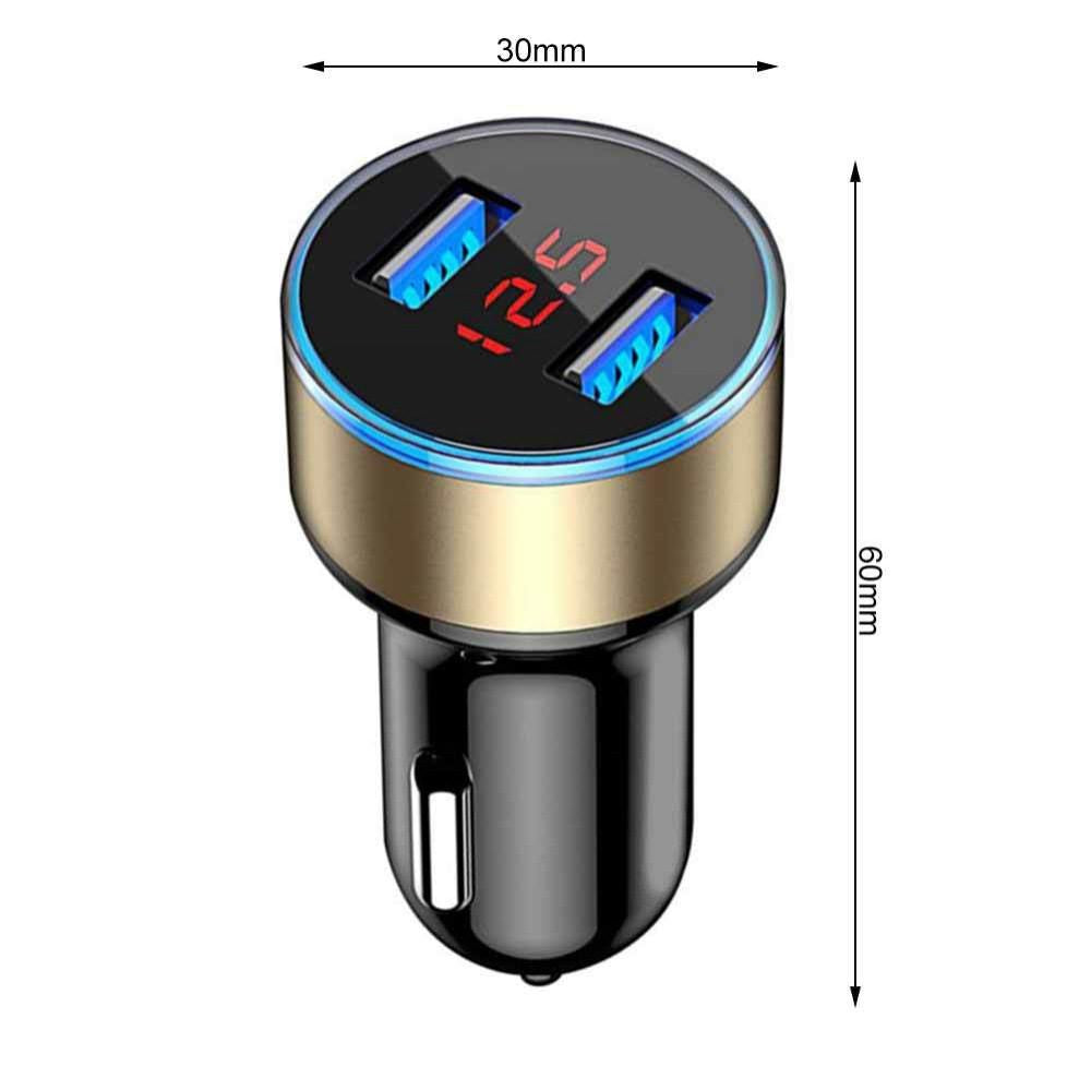Incarcator Auto cu Afisaj Digital, Flippy, din Metal, 3.1A, Incarcare Rapida 6A PD+QC3.0, Dublu USB, Negru/Auriu