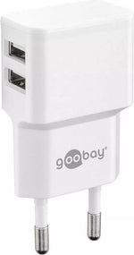 Incarcator de retea dual 2x USB cu cablu micro USB 2.4A alb Goobay
