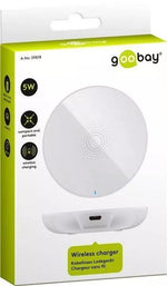 Incarcator fara fir wireless 5W 1A alb pentru dispozitive standard QI Goobay