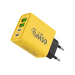 Incarcator Fast Charge pentru Telefon 65W, Flippy, Incarcator Quick Charge cu 2 Porturi USB-A 3.1A & 2 Porturi USB-C,