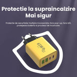 Incarcator Fast Charge pentru Telefon 65W, Flippy, Incarcator Quick Charge cu 2 Porturi USB-A 3.1A & 2 Porturi USB-C,