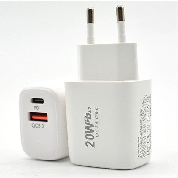 Incarcator Fast Charging pentru Telefon, Flippy, Dual Port USB-A si USB-C cu Cap de Incarcare Standard European, Power