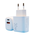 Incarcator Fast Charging pentru Telefon, Flippy, Dual Port USB-A si USB-C cu Cap de Incarcare Standard European, 30W