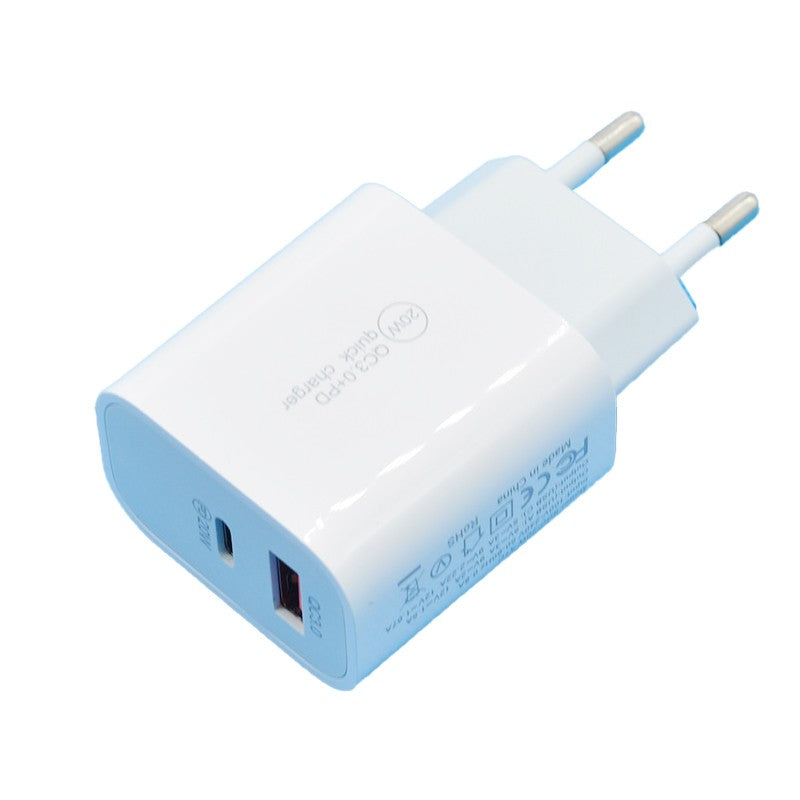 Incarcator Fast Charging QC 3.0, Flippy, Dual Port USB-A si USB-C cu Cap de Incarcare Standard European, 20 W, fara