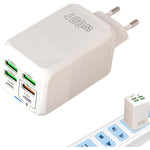 Incarcator Multifunctional, Flippy®, 6 Porturi (2 x PD Type C + 4 USB), 150 W, 5V, 2.4A, Incarcare Rapida, 4.4 x 4.4 x