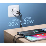 Incarcator Rapid PD QC3.0, Flippy, 2 Porturi, USB + Type C, 20W, Incarcare Rapida, Protectie Supraincalzire, 9.5 x 5.3
