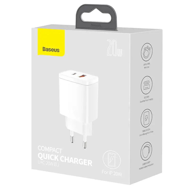 Incarcator retea 100-240V - 1x USB Type-C 1x USB QC 20W BASEUS CCXJ-B02