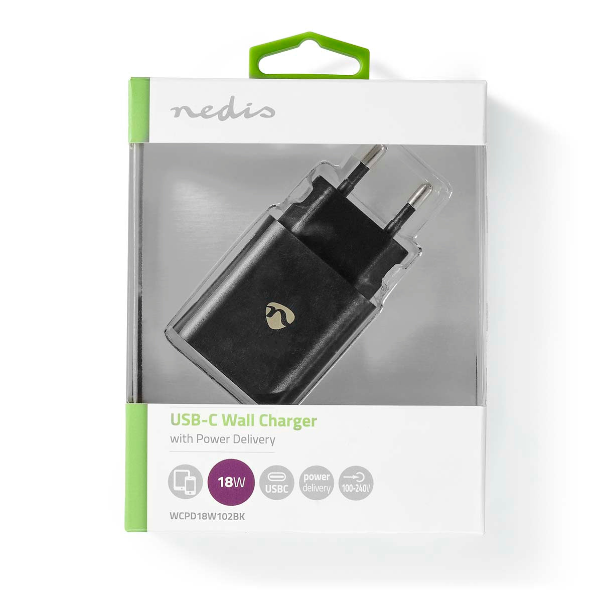 Incarcator retea 3A 1-iesire USB type C PD 18W negru Nedis