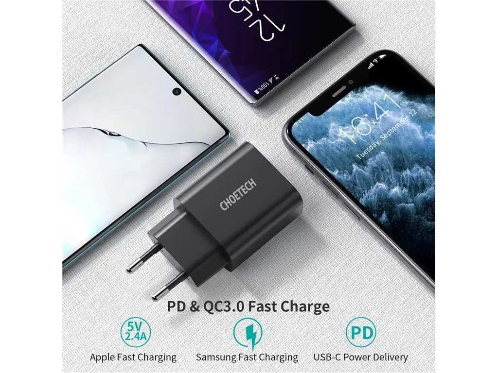 Incarcator retea Choetech Q5004-EU-WH QC 3.0 PD 18W USB Type C