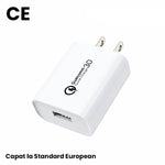 Incarcator Retea Fast Charge 5V3A, Flippy, Capat STANDARD EUROPEAN QC 3.0, 18W, Fara Cablu, Alb