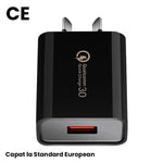 Incarcator Retea Fast Charge 5V3A, Flippy, Capat STANDARD EUROPEAN QC 3.0, 18W, Fara Cablu, Negru