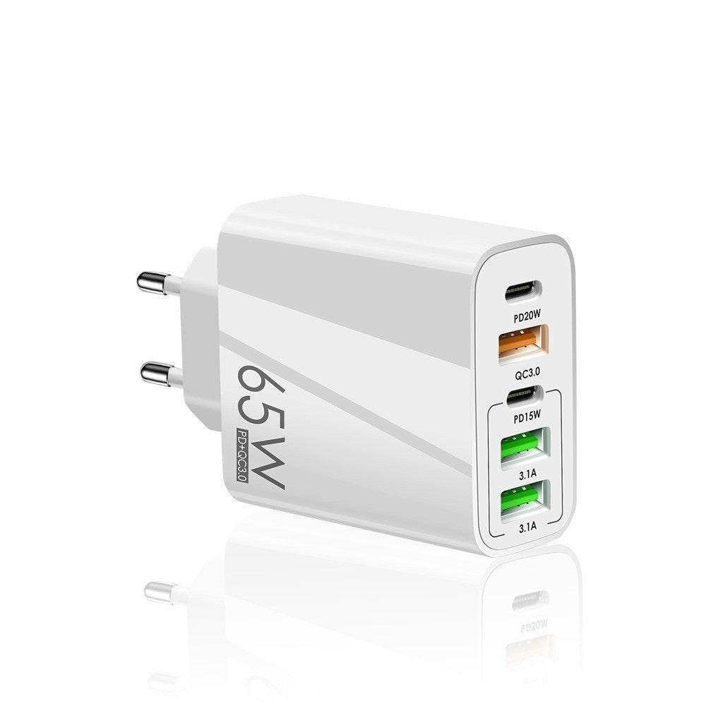 Incarcator Retea, Flippy, 5 Porturi, 65W Fast Charge, 3 x USB, 2 x Type-C, Universal Compatibil iPhone, Huawei,
