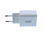 Incarcator retea Well 1x USB-A QC3.0 1x USB-C PD 30W alb PSUP-USB-WPQ3001WE-WL