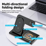 Incarcator Wireless 3 in 1 Fast Charger, Flippy, Compatibil cu Apple iPhone, iWatch, AirPods, New Design, 15W, 16.5 x