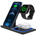 Incarcator Wireless Flippy, Statie Incarcare 3 In 1 Qi Fast Charger 15W, Incarcare Rapida, Compatibil Cu Apple Watch