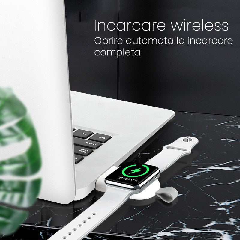 Incarcator Wireless pentru Smart Watch, Flippy, Compatibil cu Apple iWatch 1/9, Magnetic, Interfata Port USB-A, Fara