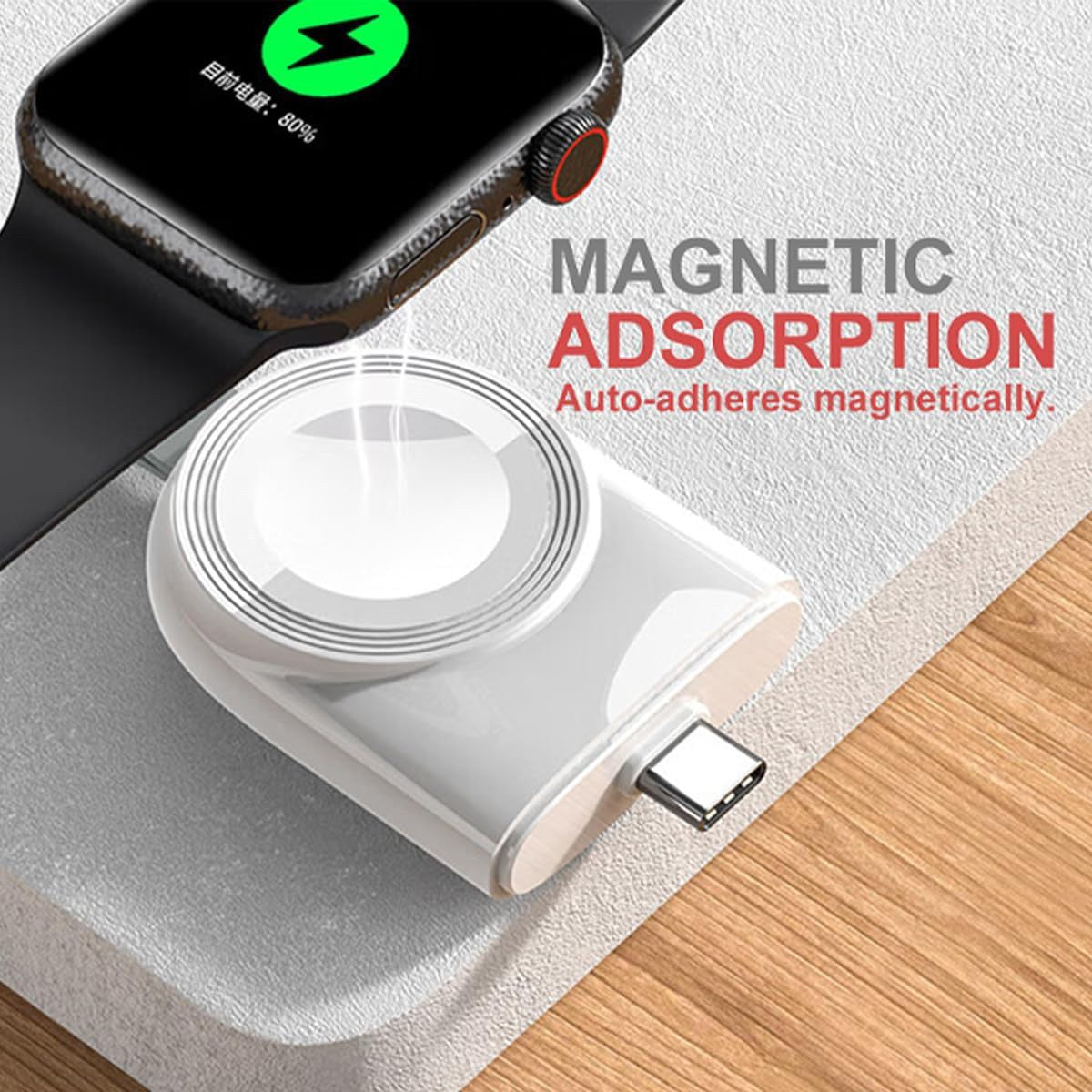 Incarcator Wireless pentru Smart Watch, Flippy, Compatibil cu Apple iWatch 1/9, Magnetic, Interfata TYPE-C, Fara Cablu