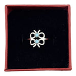 Inel pentru Dama, Jolie, Argint 925, Model 2 Fundite cu Piatra Albastra, 1.7g, 1.5 cm x 1.5 cm, Marimea 51, Argintiu